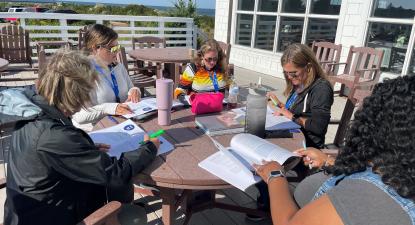 Teachers working together at Ocracoke.