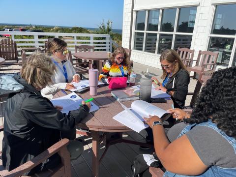 Teachers working together at Ocracoke.